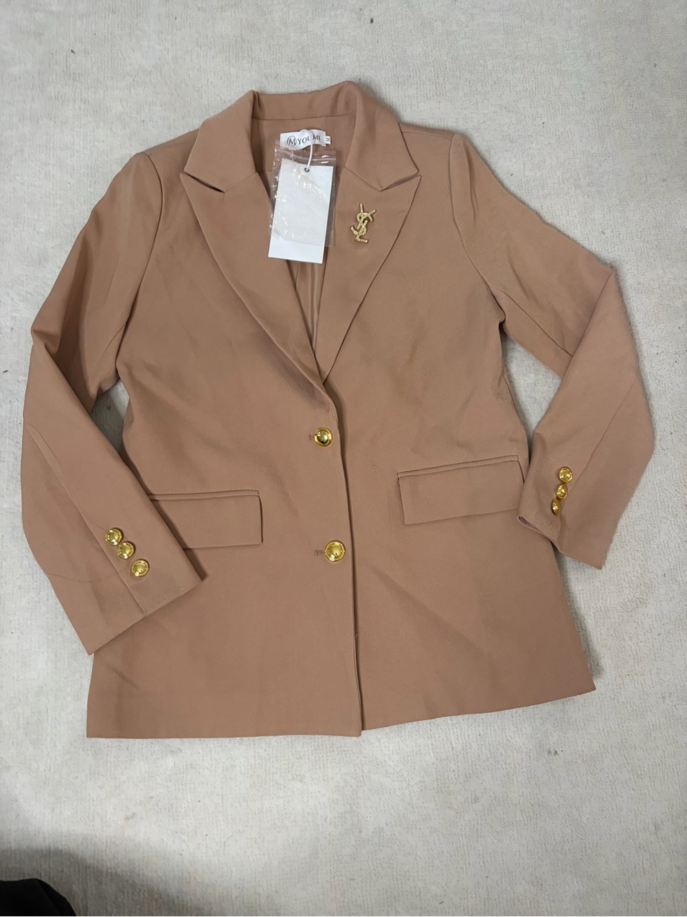 Classic Camel Tailored Blazer with Gold Buttons/Unbranded with M size/18x28in